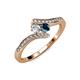 4 - Eleni Round Blue and White Diamond with Side Diamonds Bypass Ring 