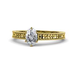 Florian Classic GIA Certified x Oval Cut Diamond Solitaire Engagement Ring GIA Certified x Oval Cut Diamond ct Floral Engraved Womens Solitaire Engagement Ring K Yellow Gold