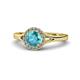 1 - Lyneth Desire London Blue Topaz and Diamond Halo Engagement Ring 