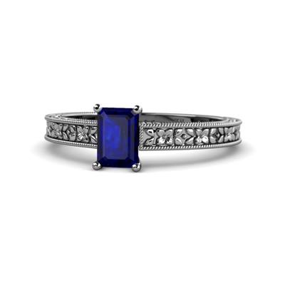 Florian Classic x Emerald Shape Blue Sapphire Solitaire Engagement Ring