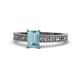 1 - Florian Classic 7x5 mm Emerald Shape Aquamarine Solitaire Engagement Ring 