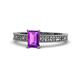 1 - Florian Classic 7x5 mm Emerald Shape Amethyst Solitaire Engagement Ring 