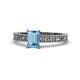 1 - Florian Classic 7x5 mm Emerald Shape Blue Topaz Solitaire Engagement Ring 