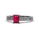 1 - Florian Classic 7x5 mm Emerald Shape Ruby Solitaire Engagement Ring 