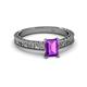 2 - Florian Classic 7x5 mm Emerald Shape Amethyst Solitaire Engagement Ring 