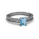 2 - Florian Classic 7x5 mm Emerald Shape Blue Topaz Solitaire Engagement Ring 