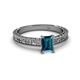 2 - Florian Classic 7x5 mm Emerald Shape London Blue Topaz Solitaire Engagement Ring 
