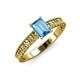 3 - Florian Classic 7x5 mm Emerald Shape Blue Topaz Solitaire Engagement Ring 