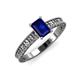 3 - Florian Classic 7x5 mm Emerald Shape Blue Sapphire Solitaire Engagement Ring 