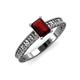 3 - Florian Classic 7x5 mm Emerald Shape Red Garnet Solitaire Engagement Ring 