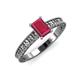 3 - Florian Classic 7x5 mm Emerald Shape Ruby Solitaire Engagement Ring 