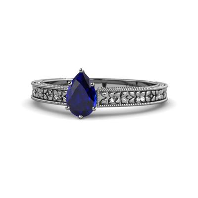 Florian Classic x Pear Cut Blue Sapphire Solitaire Engagement Ring