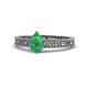1 - Florian Classic 7x5 mm Pear Cut Emerald Solitaire Engagement Ring 