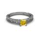2 - Florian Classic 5.5 mm Princess Cut Lab Created Yellow Sapphire Solitaire Engagement Ring 