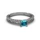 2 - Florian Classic 5.5 mm Princess Cut London Blue Topaz Solitaire Engagement Ring 