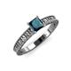 3 - Florian Classic 5.5 mm Princess Cut Blue Diamond Solitaire Engagement Ring 
