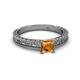 2 - Florian Classic 5.5 mm Princess Cut Citrine Solitaire Engagement Ring 