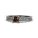 1 - Florian Classic 5.5 mm Princess Cut Smoky Quartz Solitaire Engagement Ring 