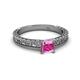 2 - Florian Classic 5.5 mm Princess Cut Lab Created Pink Sapphire Solitaire Engagement Ring 