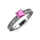 3 - Florian Classic 5.5 mm Princess Cut Lab Created Pink Sapphire Solitaire Engagement Ring 