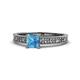 1 - Florian Classic 5.5 mm Princess Cut Blue Topaz Solitaire Engagement Ring 