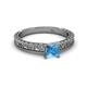2 - Florian Classic 5.5 mm Princess Cut Blue Topaz Solitaire Engagement Ring 
