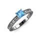 3 - Florian Classic 5.5 mm Princess Cut Blue Topaz Solitaire Engagement Ring 