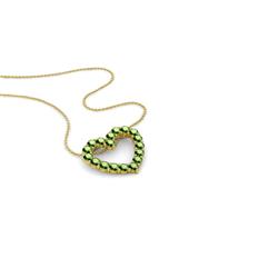 Zayna Green Garnet Heart Pendant Round Green Garnet Heart Pendant Necklace ctw K Yellow GoldIncluded Inches K Yellow Gold Chain
