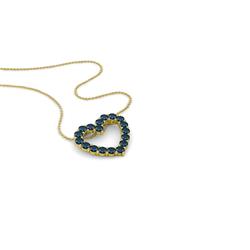 Zayna Blue Diamond Heart Pendant Round Blue Diamond Heart Pendant Necklace ctw K Yellow GoldIncluded Inches K Yellow Gold Chain
