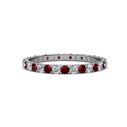 Audrey Red Garnet and Diamond U Prong Eternity Band Red Garnet and Diamond ctw U Prong Womens Eternity Ring Stackable K White Gold