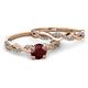 3 - Mayra Desire Red Garnet and Diamond Infinity Bridal Set Ring 