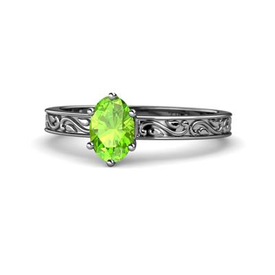 Cael Classic x Oval Shape Peridot Solitaire Engagement Ring
