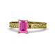 1 - Cael Classic 7x5 mm Emerald Shape Pink Sapphire Solitaire Engagement Ring 