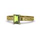 1 - Cael Classic 7x5 mm Emerald Shape Peridot Solitaire Engagement Ring 