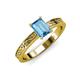 3 - Cael Classic 7x5 mm Emerald Shape Blue Topaz Solitaire Engagement Ring 