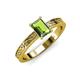 3 - Cael Classic 7x5 mm Emerald Shape Peridot Solitaire Engagement Ring 