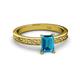2 - Cael Classic 7x5 mm Emerald Shape London Blue Topaz Solitaire Engagement Ring 