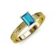 3 - Cael Classic 7x5 mm Emerald Shape London Blue Topaz Solitaire Engagement Ring 
