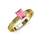3 - Cael Classic 7x5 mm Emerald Shape Pink Tourmaline Solitaire Engagement Ring 