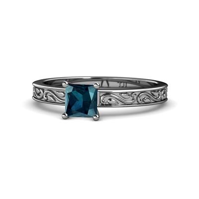 Cael Classic Princess Cut Blue Diamond Solitaire Engagement Ring