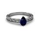 2 - Rachel Classic 7x5 mm Pear Shape Blue Sapphire Solitaire Engagement Ring 