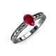 3 - Rachel Classic 7x5 mm Pear Shape Ruby Solitaire Engagement Ring 