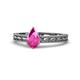 1 - Rachel Classic 7x5 mm Pear Shape Pink Sapphire Solitaire Engagement Ring 