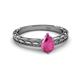 2 - Rachel Classic 7x5 mm Pear Shape Pink Sapphire Solitaire Engagement Ring 