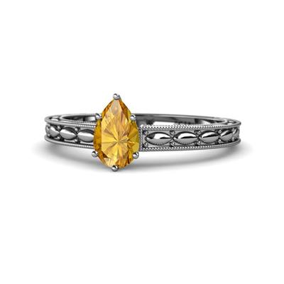 Rachel Classic x Pear Shape Citrine Solitaire Engagement Ring