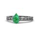 1 - Rachel Classic 7x5 mm Pear Shape Emerald Solitaire Engagement Ring 