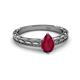 2 - Rachel Classic 7x5 mm Pear Shape Ruby Solitaire Engagement Ring 