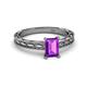 2 - Rachel Classic 7x5 mm Emerald Shape Amethyst Solitaire Engagement Ring 