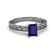 2 - Rachel Classic 7x5 mm Emerald Shape Blue Sapphire Solitaire Engagement Ring 