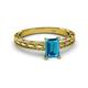 2 - Rachel Classic 7x5 mm Emerald Shape London Blue Topaz Solitaire Engagement Ring 